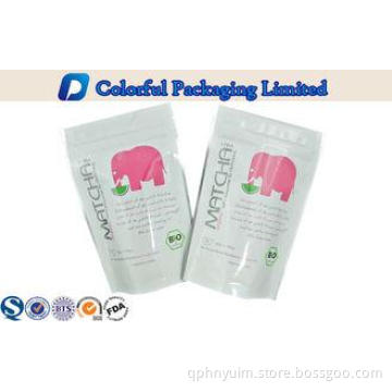 100g organic food Glossy printing stand up foil pouches Wit